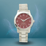 Red White Gold Monogram Name Script Watch<br><div class="desc">Elegant Gold Monogram with Name Script. 
Easily personalised as a gift for family and friends.</div>