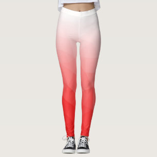 Red White Gradient Geometric Mesh Pattern Leggings
