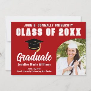 Red White Graduate Custom Graduation Photo Arch Announcement