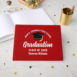Red White Graduate Customised Graduation Party Guest Book