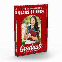 Red White Graduate Modern Arch Graduation Party