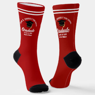Red White Graduate Personalised Graduation Socks