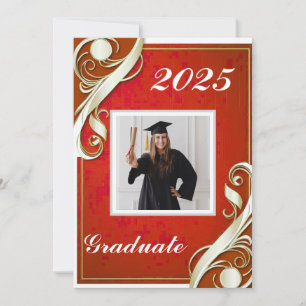 Red White Graduation Invitation