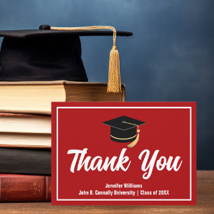 Red White Graduation Personalised 2025 Graduate Thank You Card