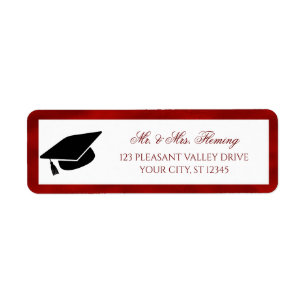 Red White Graduation Return Address Label