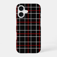 Red White Graphical Lines Black Plaid Design