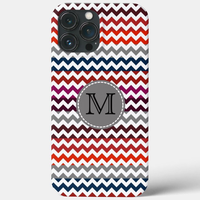 Red White Gray Chevron Zigzag Monogram Case-Mate iPhone Case (Back)
