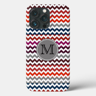 Red White Gray Chevron Zigzag Monogram iPhone 13 Pro Case