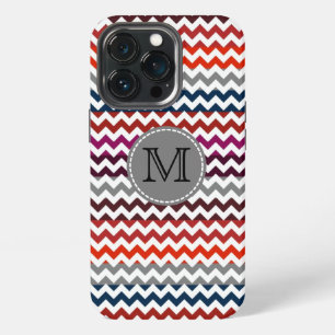 Red White Gray Chevron Zigzag Monogram iPhone 13 Pro Case