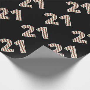 Red, White, Green "21" 21st Event on Christmas Day Wrapping Paper