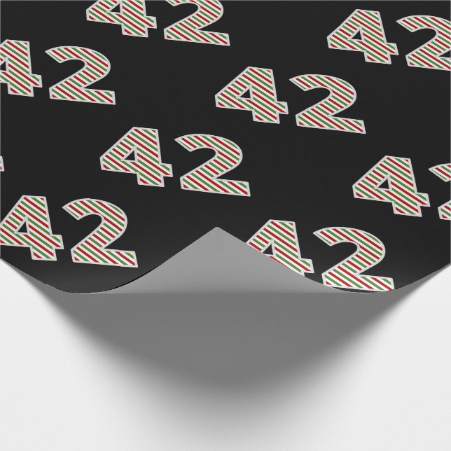 Red, White, Green "42" 42nd Event on Christmas Day Wrapping Paper (Corner)
