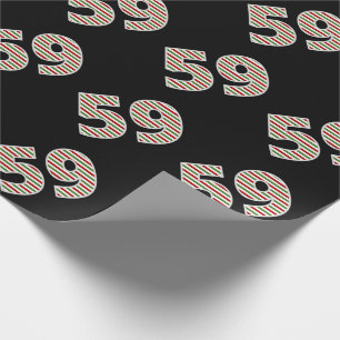 Red, White, Green "59" 59th Event on Christmas Day Wrapping Paper