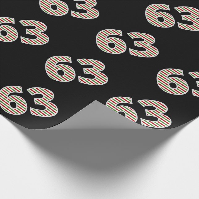 Red, White, Green "63" 63rd Event on Christmas Day Wrapping Paper (Corner)