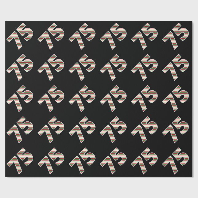 Red, White, Green "75" 75th Event on Christmas Day Wrapping Paper (Flat)