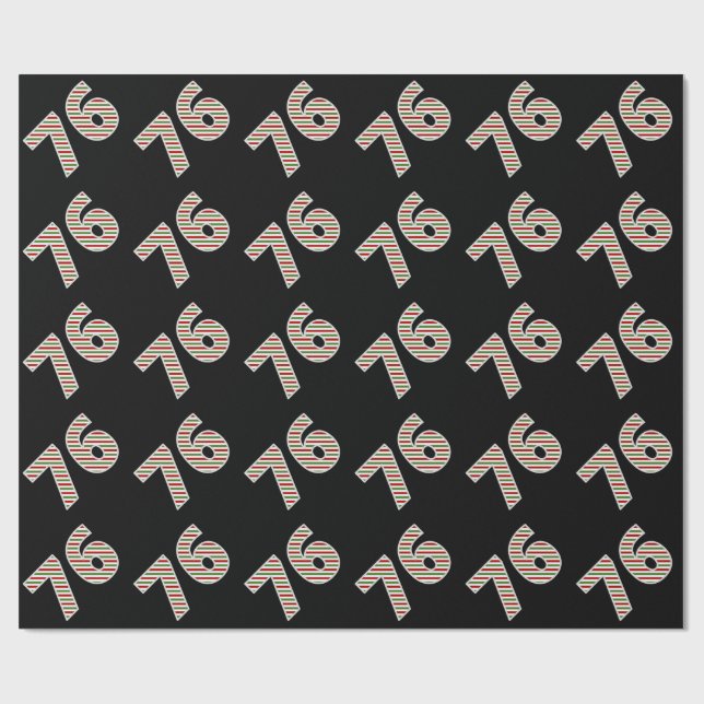 Red, White, Green "76" 76th Event on Christmas Day Wrapping Paper (Flat)