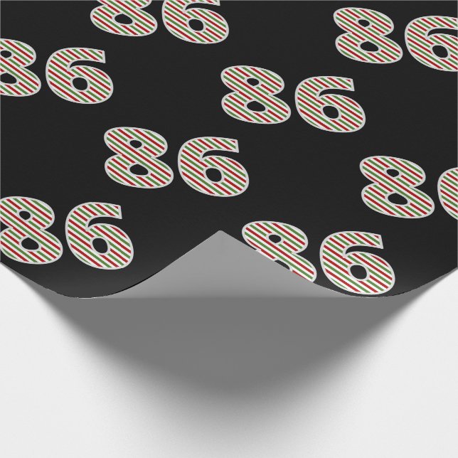 Red, White, Green "86" 86th Event on Christmas Day Wrapping Paper (Corner)