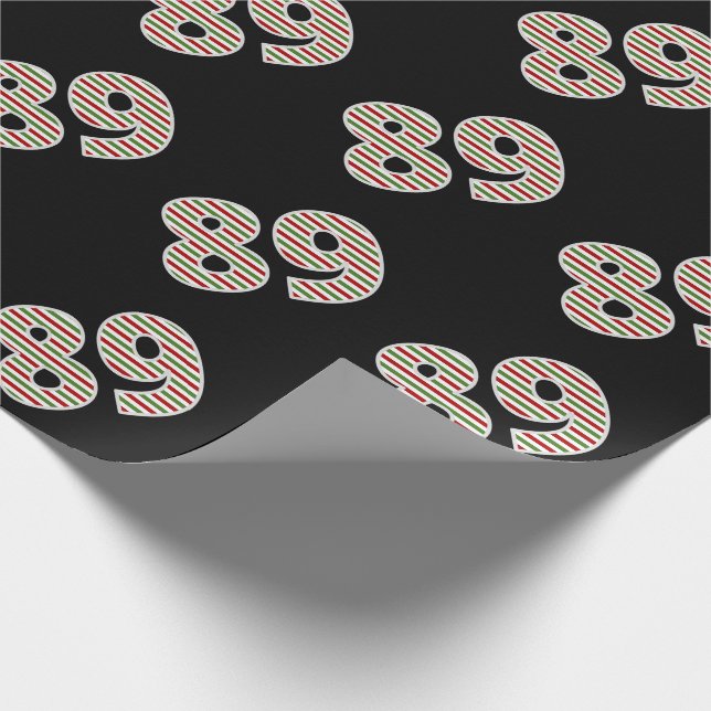 Red, White, Green "89" 89th Event on Christmas Day Wrapping Paper (Corner)
