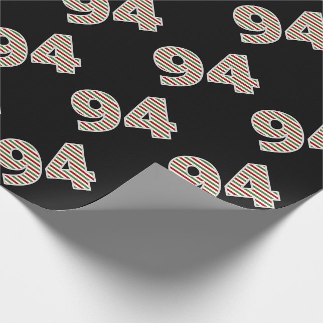Red, White, Green "94" 94th Event on Christmas Day Wrapping Paper (Corner)