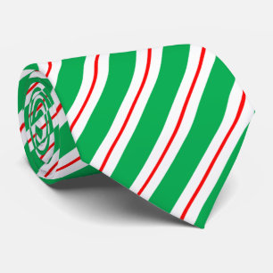 Red White Green Candy Cane Stripes Tie