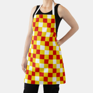 Red White Green Checkered Pattern Design  Apron