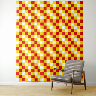Red White Green Checkered Pattern Design  Tapestry