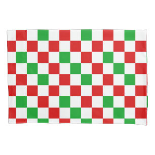 Red White Green Chequered Pattern Design Pillowcase