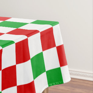 Red White Green Chequered Pattern Design Tablecloth