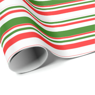 Red, White, Green Christmas-Inspired Stripes Wrapping Paper