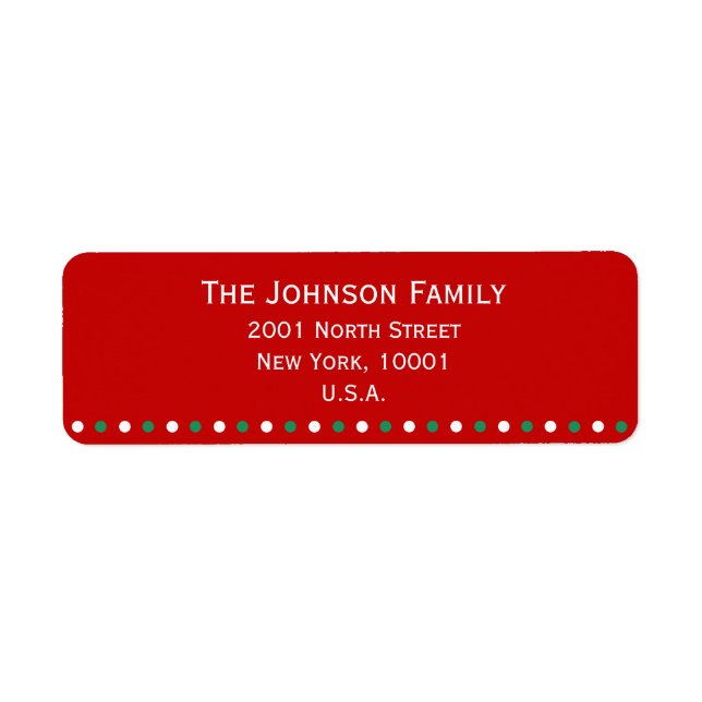 Red White Green Christmas Return Address Labels (Front)