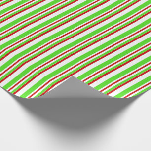 Red, White, Green Christmas-Themed Lined Pattern Wrapping Paper
