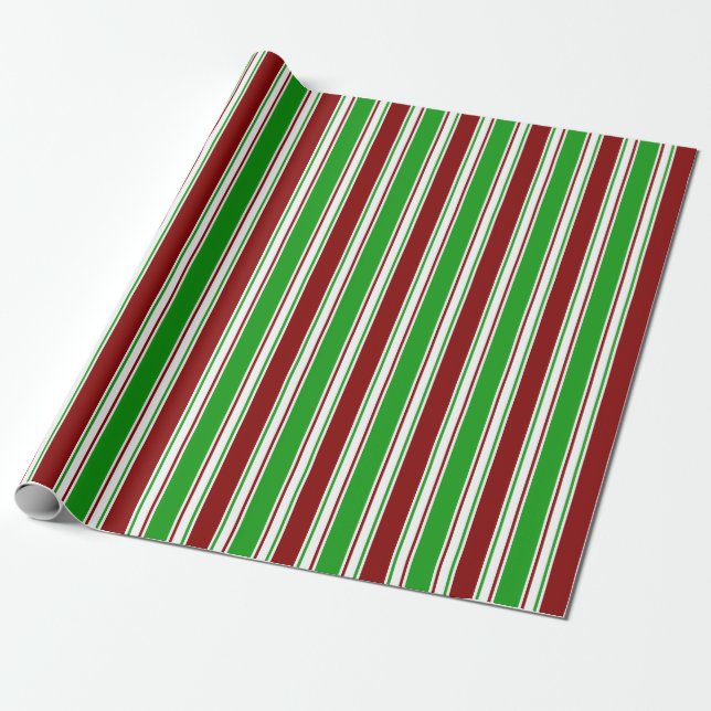 Red, White, Green Coloured Christmas-Inspired Wrapping Paper (Unrolled)