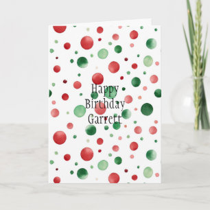 Red White Green Dots Birthday Card
