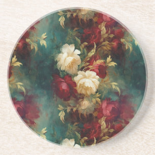 Red White Green Flowers Coaster