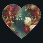 Red White Green Flowers Heart Sticker<br><div class="desc">Red White Green Flowers</div>