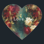 Red White Green Flowers Heart Sticker<br><div class="desc">Red White Green Flowers</div>