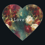 Red White Green Flowers Heart Sticker<br><div class="desc">Red White Green Flowers</div>