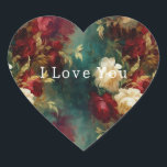 Red White Green Flowers Heart Sticker<br><div class="desc">Red White Green Flowers</div>