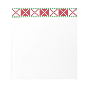 Red, white, green Latvian Latgale Ethnic Folk art Notepad