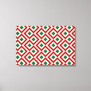 Red, White, Green Meander Canvas Print