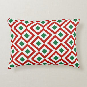 Red, White, Green Meander Decorative Cushion
