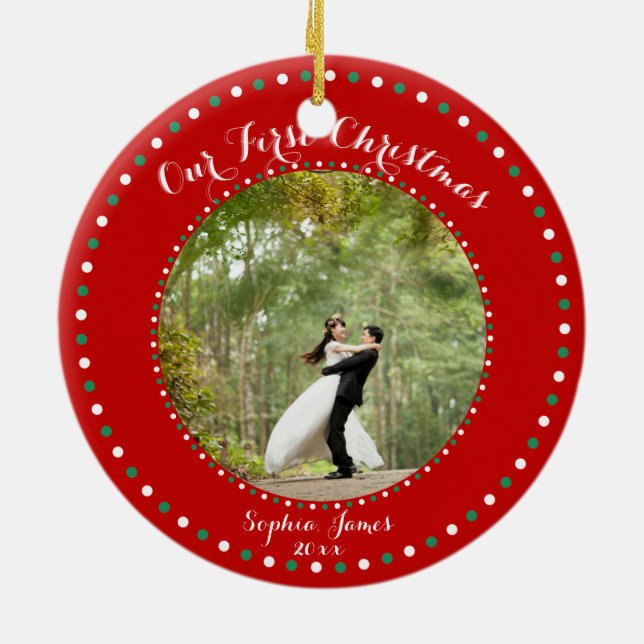 Red White Green Our First Christmas Ornament (Back)