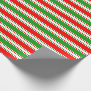Red, White, Green Striped/Lined Pattern Wrapping Paper