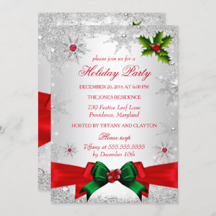 Red White Green Winter Wonderland Holiday Party Invitation