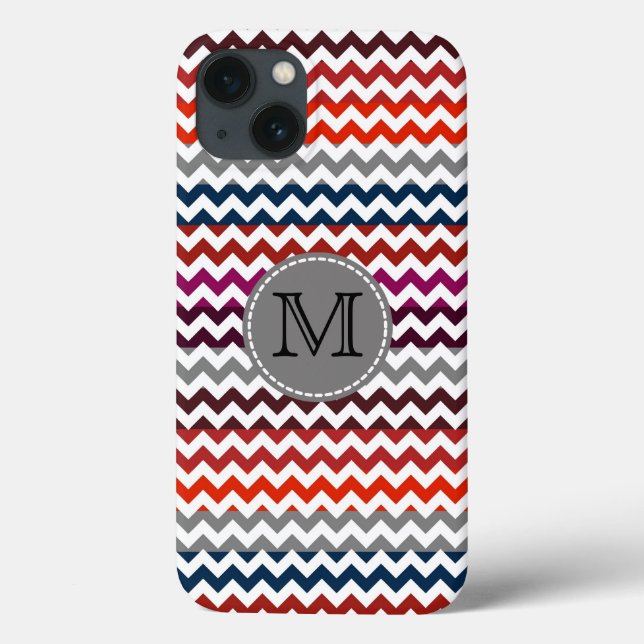 Red White Grey Chevron Zigzag Monogram Case-Mate i iPhone Case (Back)