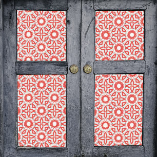 Red White Grey Ethnic Boho Chic Mosaic Geometric Tissue Paper