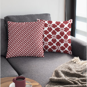 Red & White Hanabishi FloralPattern Cushion