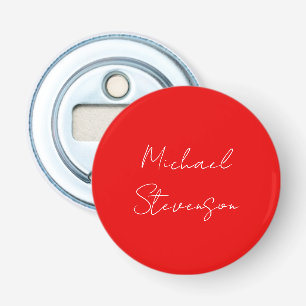 Red White Handwritten Minimalist Your Name Bottle Opener
