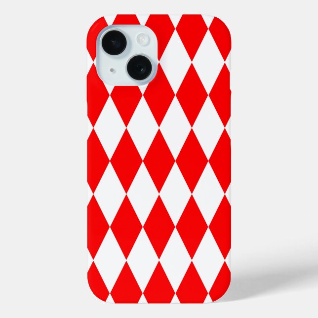 Red White Harlequin Diamonds Checkers Design  Case-Mate iPhone Case (Back)