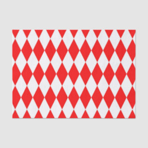 Red White Harlequin Diamonds Checkers Design Tissue Paper
