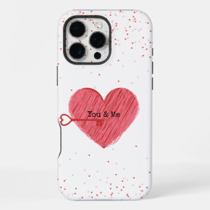 Red White Heart Cute Trendy Modern Valentines Day iPhone 16 Pro Max Case